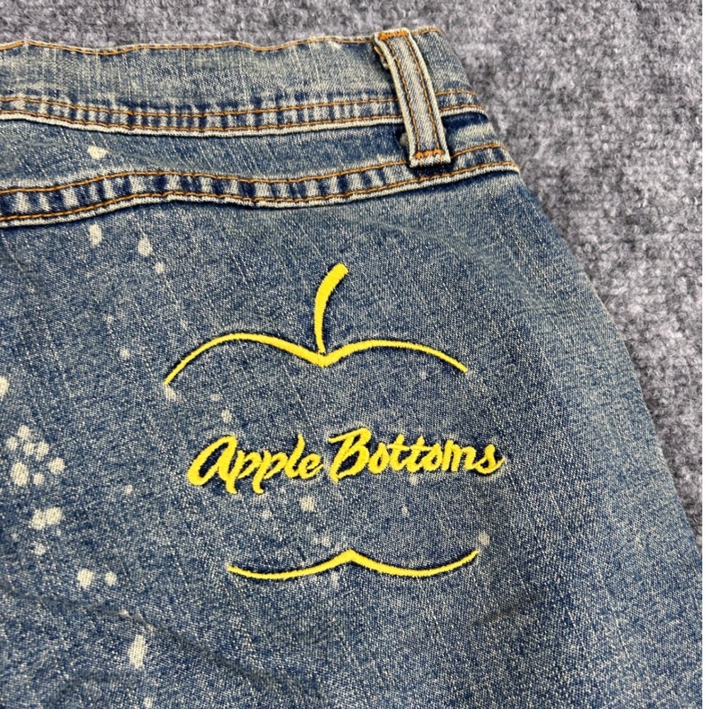VTG Apple Bottoms Women Jeans Size 8‎ Distressed Bootcut Embroidered Yellow NWT